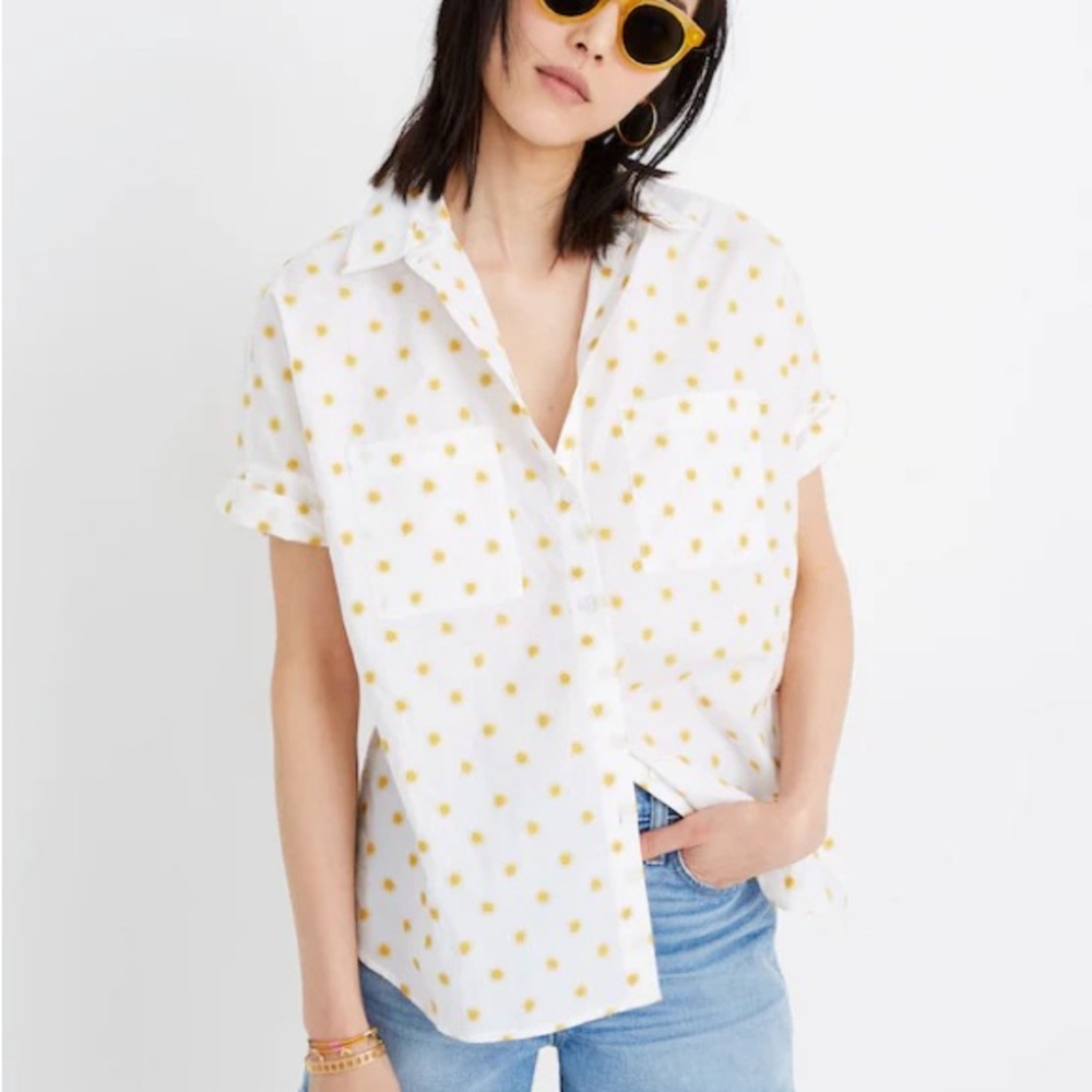 Madewell medium Sun Embroidered Courier button up Shirt